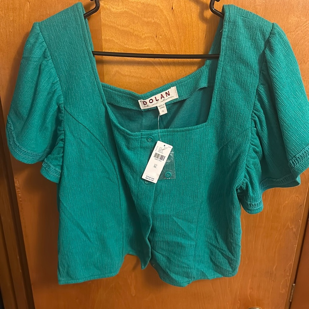 Green Anthropologie Dolan top - Picture 2 of 3